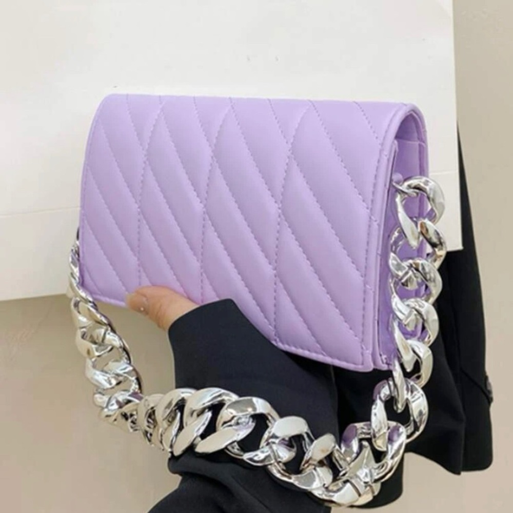 Quilted Flap Chain Square Bag